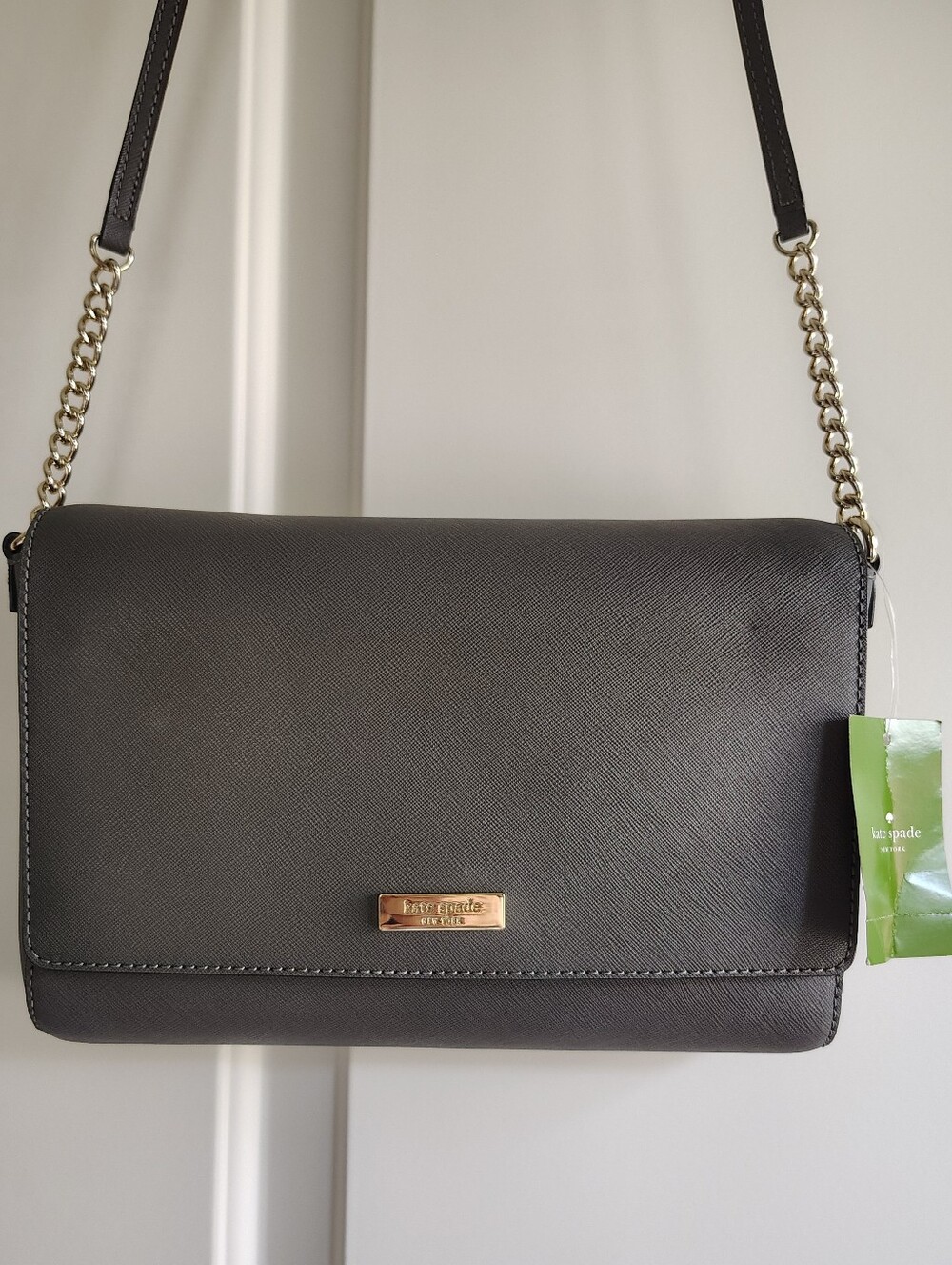 NWT Kate Spade Tilden Place Alek Leather Charcoal Grey Crossbody
